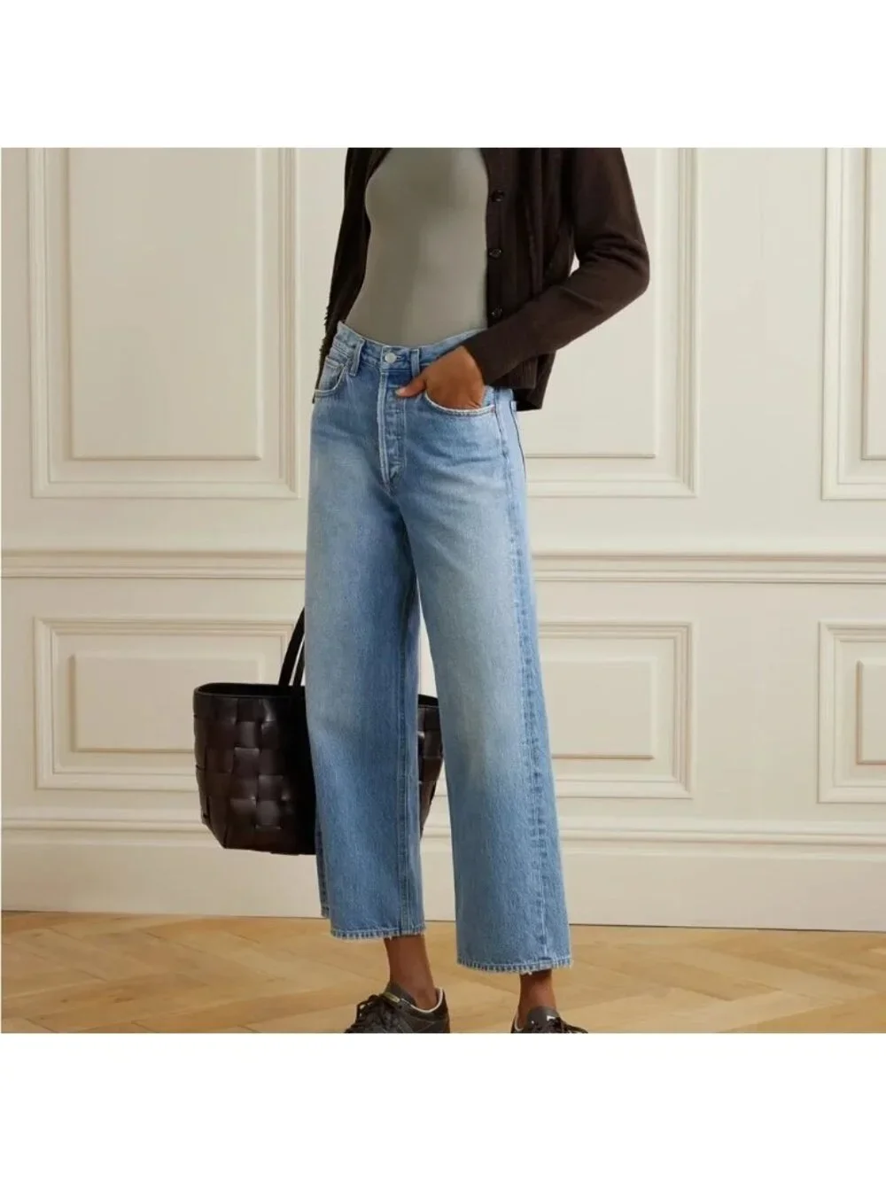 AGOLDE Ren High rise Wide leg Light Wash Jeans Aura 34